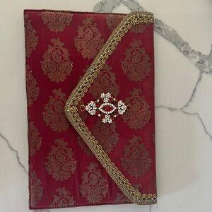 Elegant Red and Gold Clutch